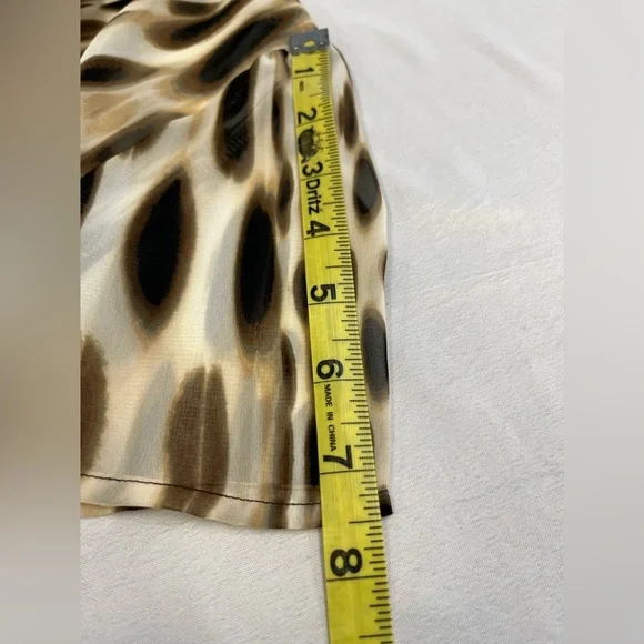 East 5th Semi-Sheer Spotted Print Ruffled High Collar Blouse, sz. MD - Picture 9 of 13